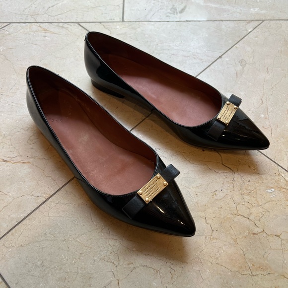 Marc Jacobs black leather ballet flats pointed toe - Picture 1 of 6